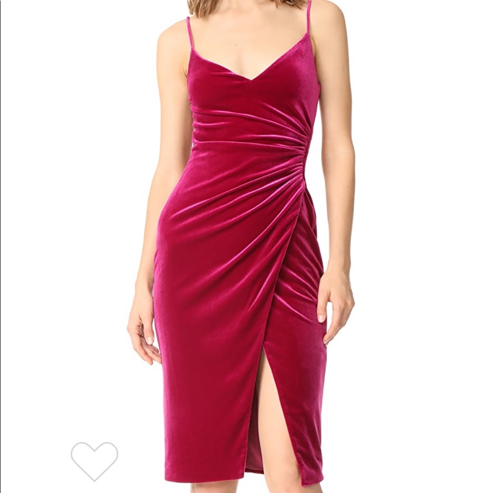 Black Halo velvet Bowery dress in fuchsia